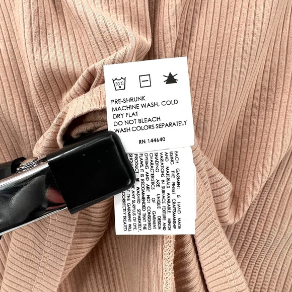 ENZA COSTA Silk Rib Dress Womens Medium Pink Turtleneck Long Sleeve Midi NEW - Picture 13 of 15